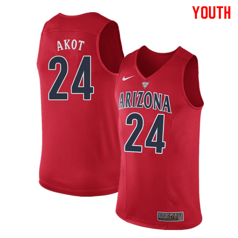 Youth Arizona Wildcats #24 Emmanuel Akot College Basketball Jerseys Sale-Red